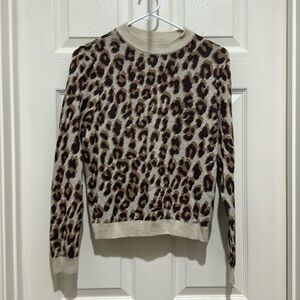 A New Day Leopard Print Sweater Women's Size XS Crew Neck Long Sleeve
